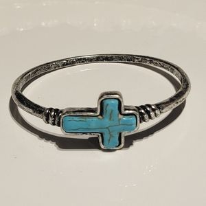 Rustic  Turquoise look Cross Braclet
